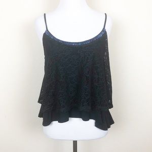 SOLD Charlotte Russe Black Lace Sleeveless Crop Top